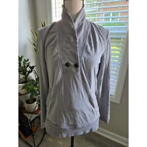 Gray Banana Republic Collared V Neck Pullover w Button Detailing